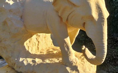 Sculpture sur pierre de Caen d’un éléphant