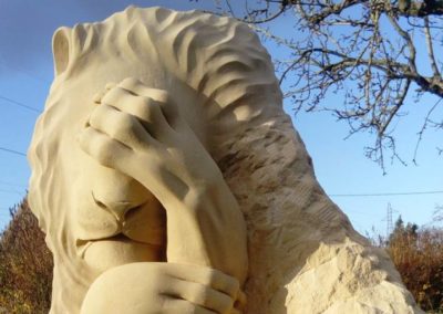 Sculpture sur pierre de Caen - Sculpture animaux Lion